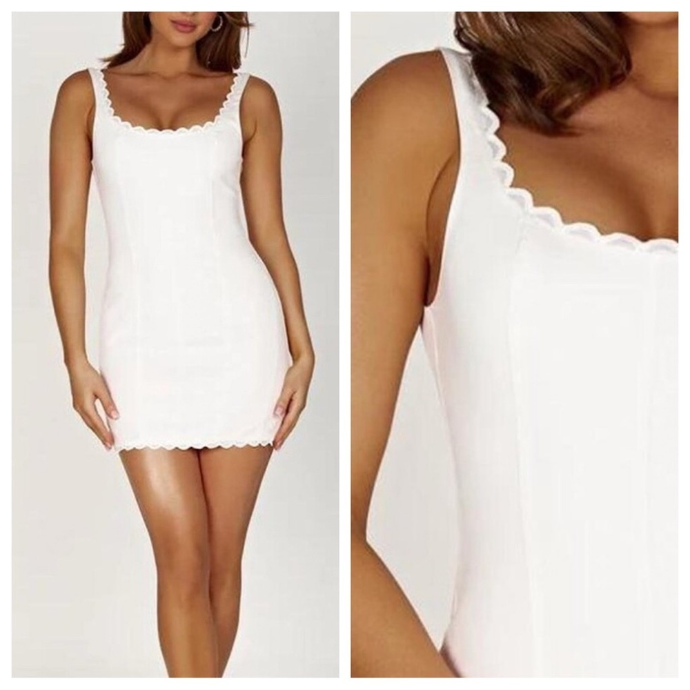 Meshki White Rose Cotton Corset Mini Dress Size Small 23998